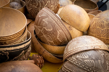 Traditional mexican cups called jicaras