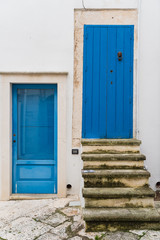 blue door in old house