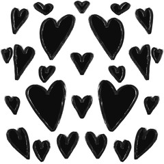 set of hearts love black 