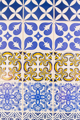 Colorful tiles on the exterior of a building in India. Background picture