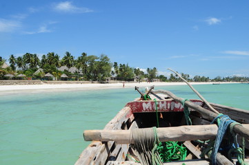 paradise beach Zanzibar Uroa Fishing - obrazy, fototapety, plakaty