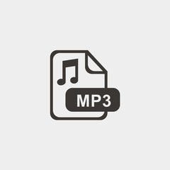 mp3 format icon vector illustration and symbol foir website and graphic design - obrazy, fototapety, plakaty