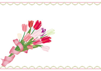 カラフルなチューリップの花束の縦スタイル背景素材