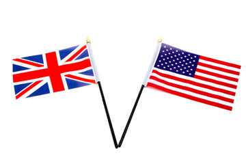 The flags of the United Kingdom and the United States isolated on a white background