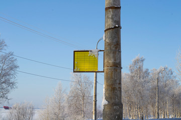 View of bus schedule on a pillar