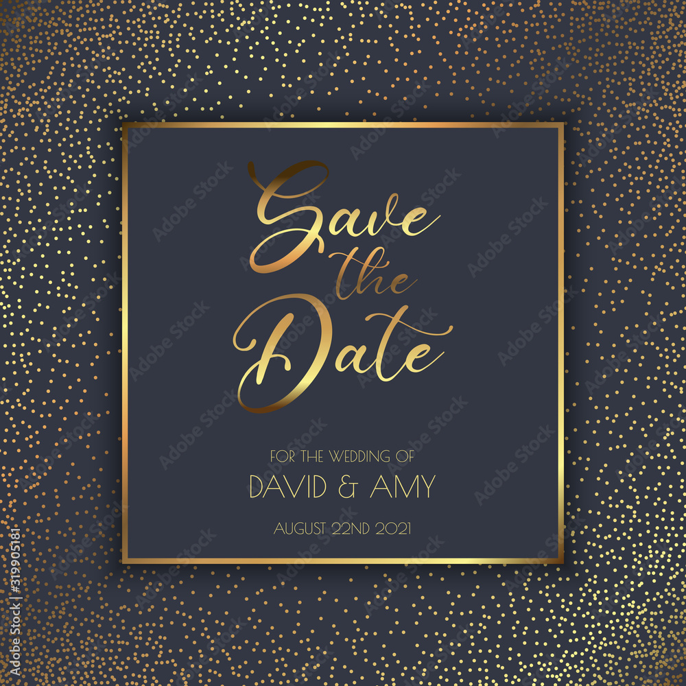 Wall mural elegant gold and black save the date invitation design