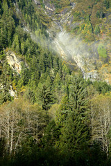 Waterfall between mountains in British Columbia