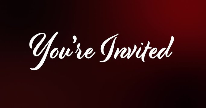 Handwrittem You're Invited Text on a Red Gradient Background