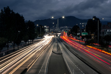 traffic in the city at night