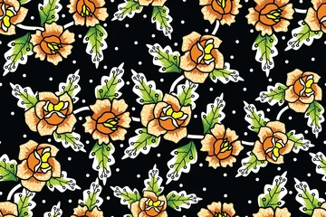 Foto op Plexiglas Seamless pattern with floral vector Illustration. Modern batik motif © Deni