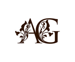 Luxury Brown A, G and AG Letter Logo Icon.