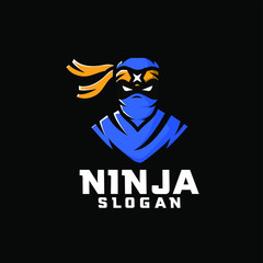 blue ninja character logo design cartoon