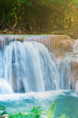 Huay Mae Khamin Waterfall ,Panoramic beautiful deep forest waterfall in Thailand