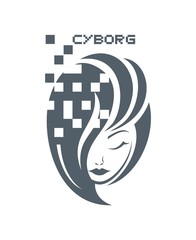 Design of cyberwoman face icon