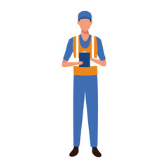 avatar mechanic standing icon, colorful design