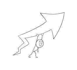 businessman with arrow going up