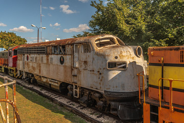 white rusty locomotive train