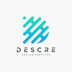 Abstract letter D logo design template with line colorful element. This logo has the meaning of information, data, group, community, progress, growth. Technology digital concept. - vector