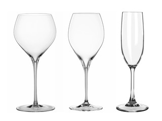 Black and white wine glass on white background.