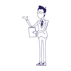 businessman with clipboard icon, flat design