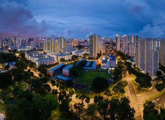 Obraz premium April 2019 Tiong Bahru Park during late afternoon with cloudy sky