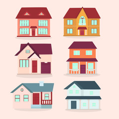 house illustration set. flat design illustration