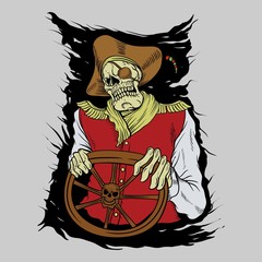 skull pirate,hand drawing,isolated easy to edit