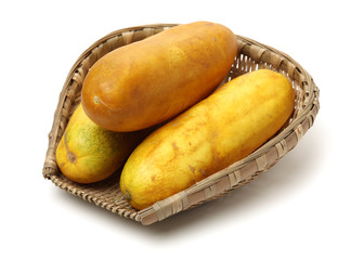 overripe cucumber on white background