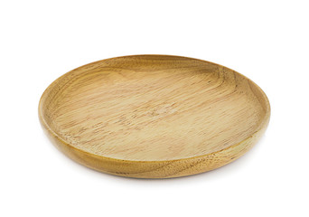 Wooden tray on white background