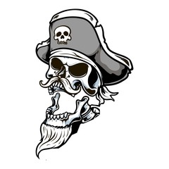 skull head hand drawing,isolated,easy to edit