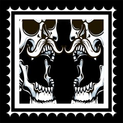 skull head hand drawing,isolated,easy to edit