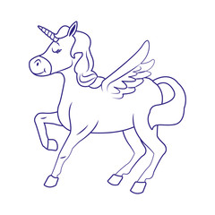 cartoon cute unicorn icon, flat design