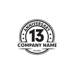 13th year celebrating anniversary emblem logo design