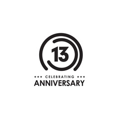 13th year celebrating anniversary emblem logo design