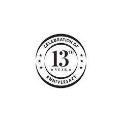 13th year celebrating anniversary emblem logo design