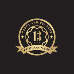 Fototapeta premium 13th year celebrating anniversary emblem logo design