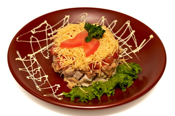 salad puff cheese tomato mayonnaise mushroom chicken green salad