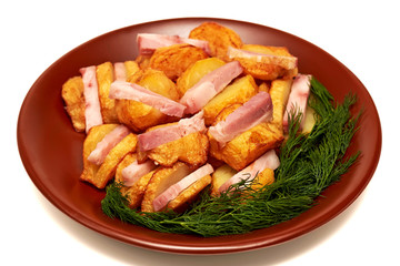 fried french fries bacon meat Ukrainian cuisine