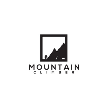 Moutain Climber Logo Design Vector Template