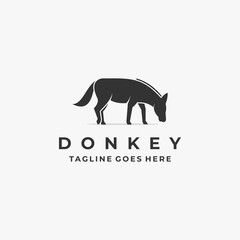Vector Logo Illustration Donkey Pose Silhouette Style