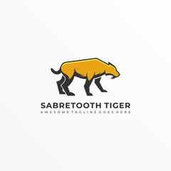 Vector Logo Illustration Saber Tooth Mascot Cartoon
