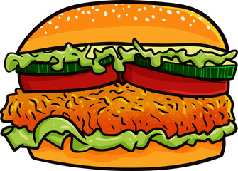 Funny and yummy delicious chicken burger ready to eat for you meal