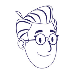 cartoon adult man with glasses icon