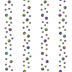 Abstract seamless pattern with different grunge effect circles. White background with colorful gradient polka dots. Template design for invitation, poster, card, flyer, banner.