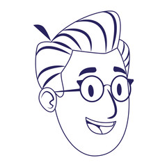 cartoon man with glasses icon, flat design