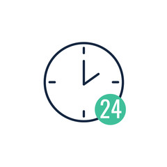 Time and clock line with 24hours sign,vector illustration