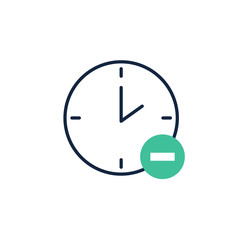 Time and clock line with minus sign,vector illustration