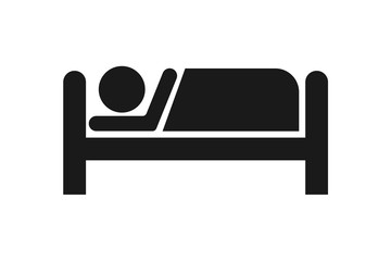 bed icon with man, hospital icon vector illustration