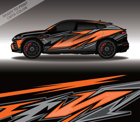 Car wrap decal design vector, custom livery race rally car vehicle sticker and tinting.