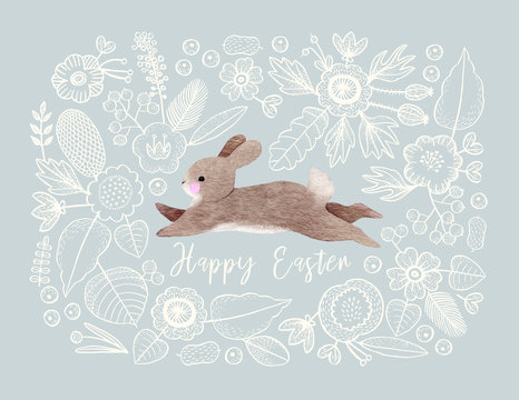 Baby bunny & flowers